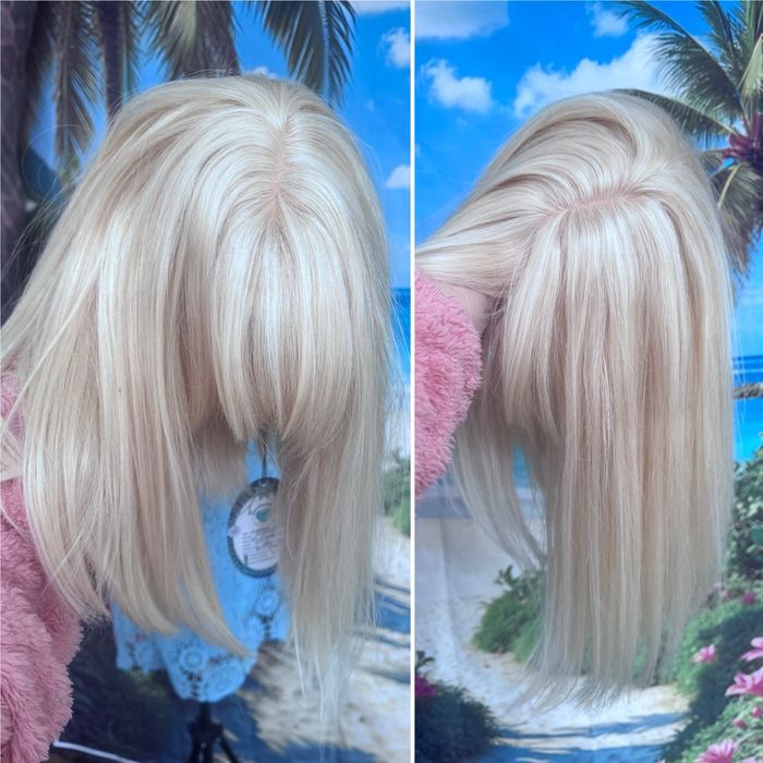 Натуральный парик с чёлкой шёлк кожа славянка детский волос блонд люкс