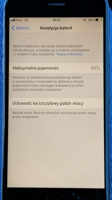 iPhone 6 98% kondycja baterii