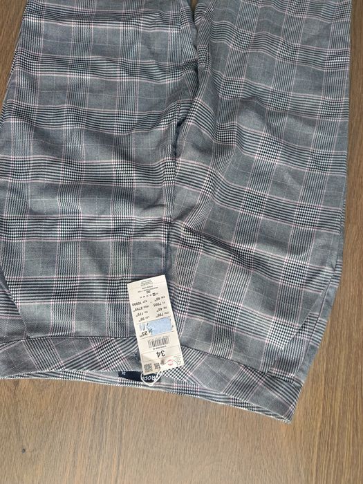 Spodnie w kratkę z materiału Cropp nowe 34 Xs szare
