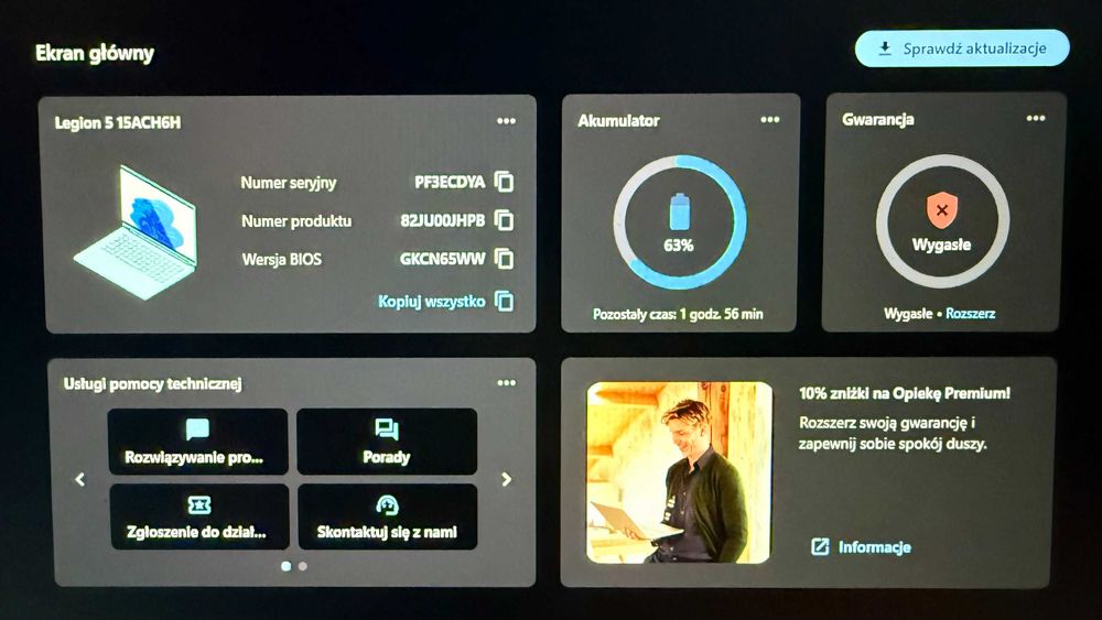 LAPTOP Gamingowy Lenovo Legion L5 Ryzen 7 16GB 512 SSD RTX3060 W11