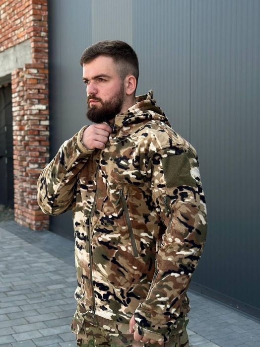 Флісова кофта Shark Мультикам | Тактична фліска | Військова кофта ЗСУ | Military Multicam | Тактичний одяг | Тепла кофта | S-XXXL