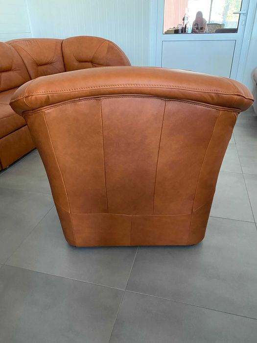 Wiosenna cena Komplet Fresh narożnik i fotel naturalna skóra