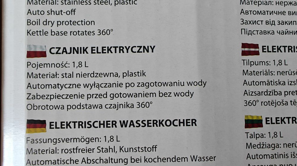 Czajnik elektryczny Titanic 1,8 l, 1850W