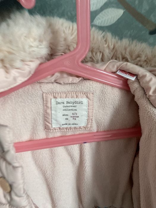 Kurtka zimowa niemowlęca pudrowy róż Zara rozm. 74