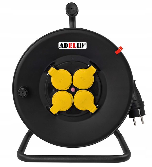 SOLIDNY Nowy POLSKI przedłużacz na bębnie 50M 3x2,5 DŁUGI 4 wtyczki