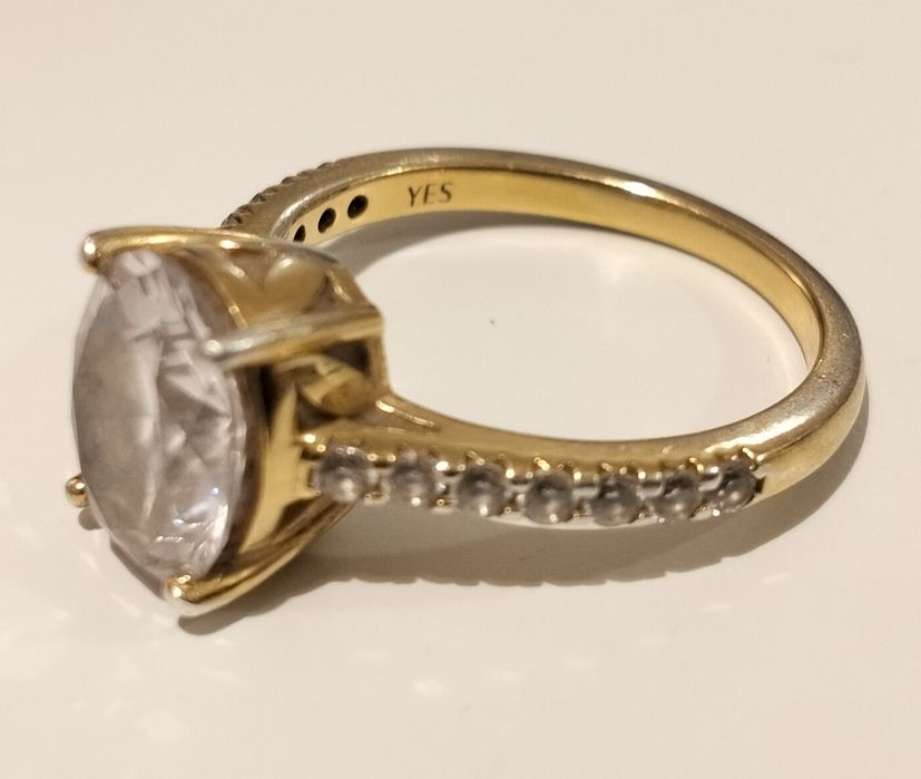 Pierścionek YES srebro pr.525 pozłacany z cyrkoniami