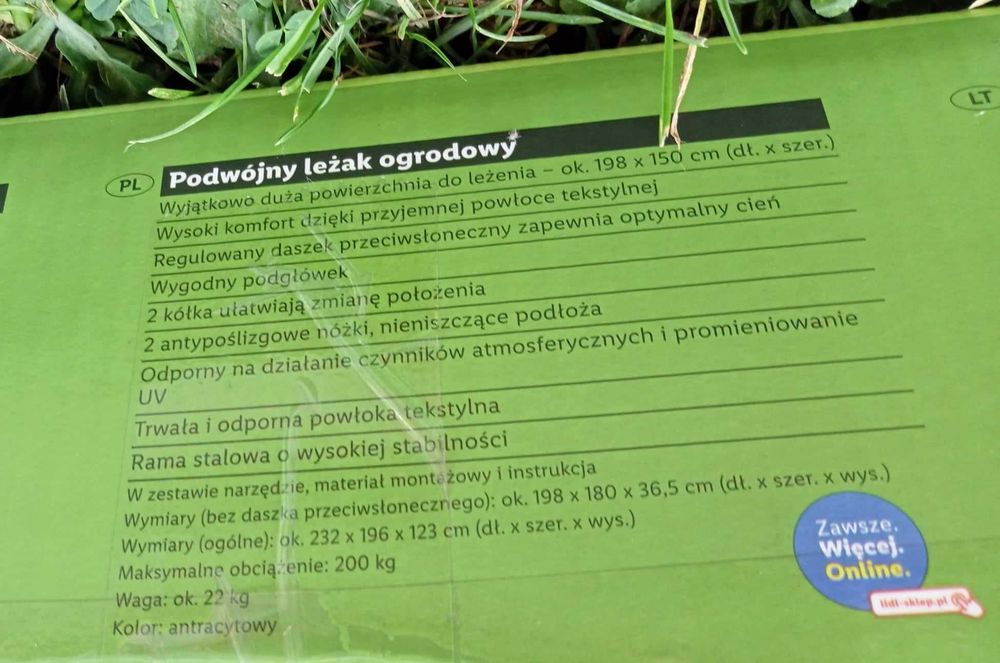 Duzy dwuosobowy lezak z daszkiem