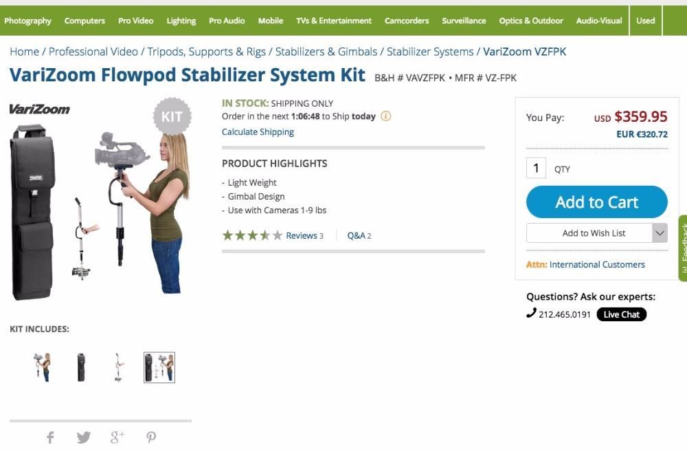 Estabilizador Varizoom Flowpod (novo preço)