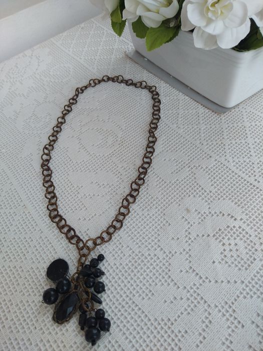 Colar comprido estilo étnico preto, original