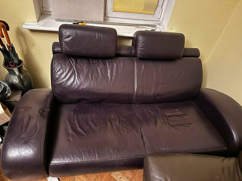 Kanapa sofa skórzana dwumiejscowa fioletowa kolor fiolet