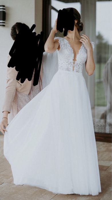 Suknia Ślubna biała piękna + welon Wesele Ślub