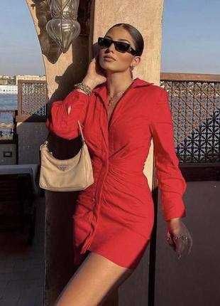 Льняна червона сукня Zara , розмір на S/M.