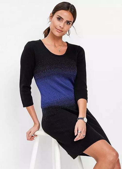 B.P.C sukienka dzianinowa czarno-niebieska r.44/46