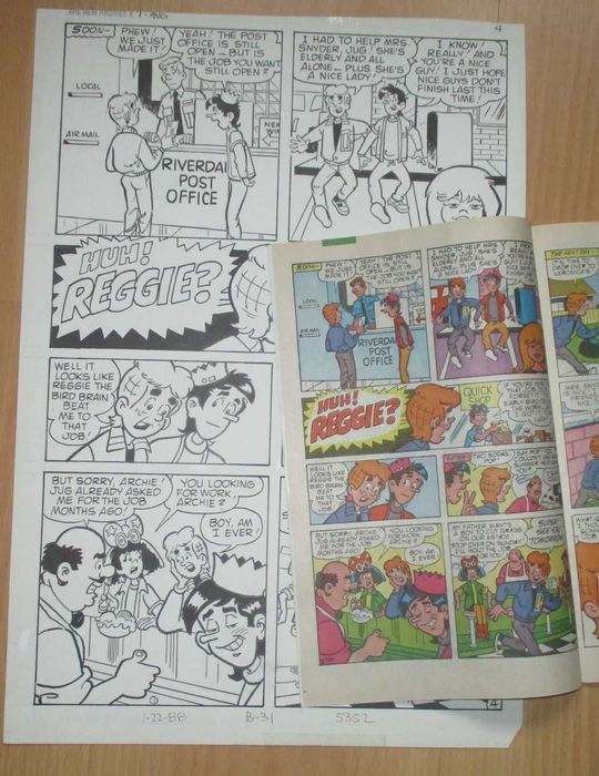 1988 - prancha banda desenhada - Archie Comics - original art + comic