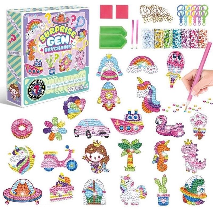 Адвент-календар для дівчаток з брелоками «Алмазна мозаїка», 24 віконця