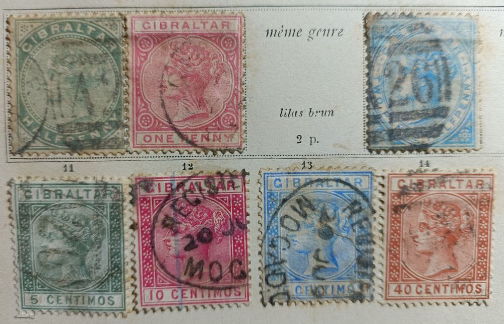 Selos antigos de Gibraltar de 1886 ao início do século XX
