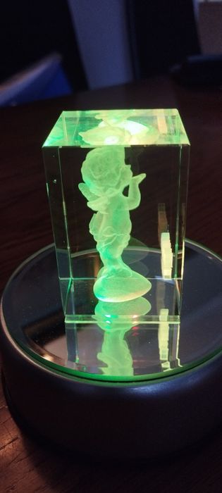 KRYSZTAŁ 3D # Szklana figurka lampka led Walentynki aniołek
