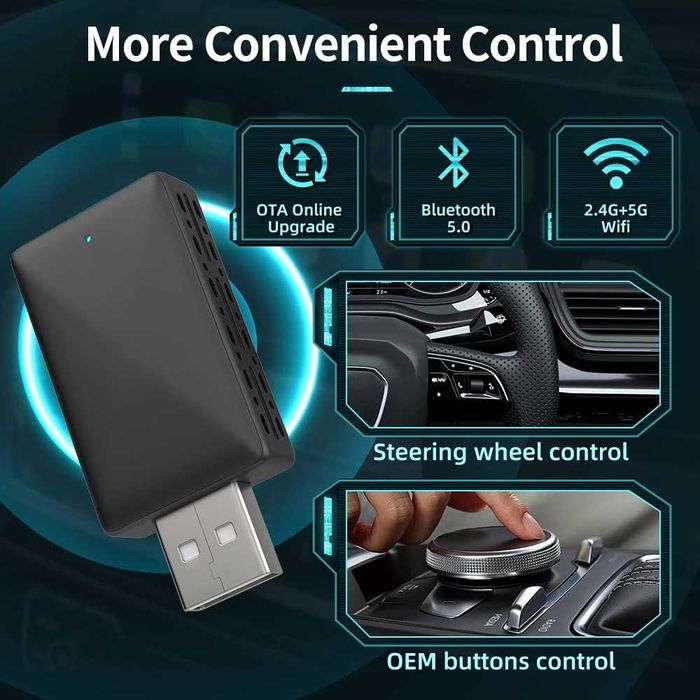 Adapter USB dla bezprzewodowego Carplay i Android Auto