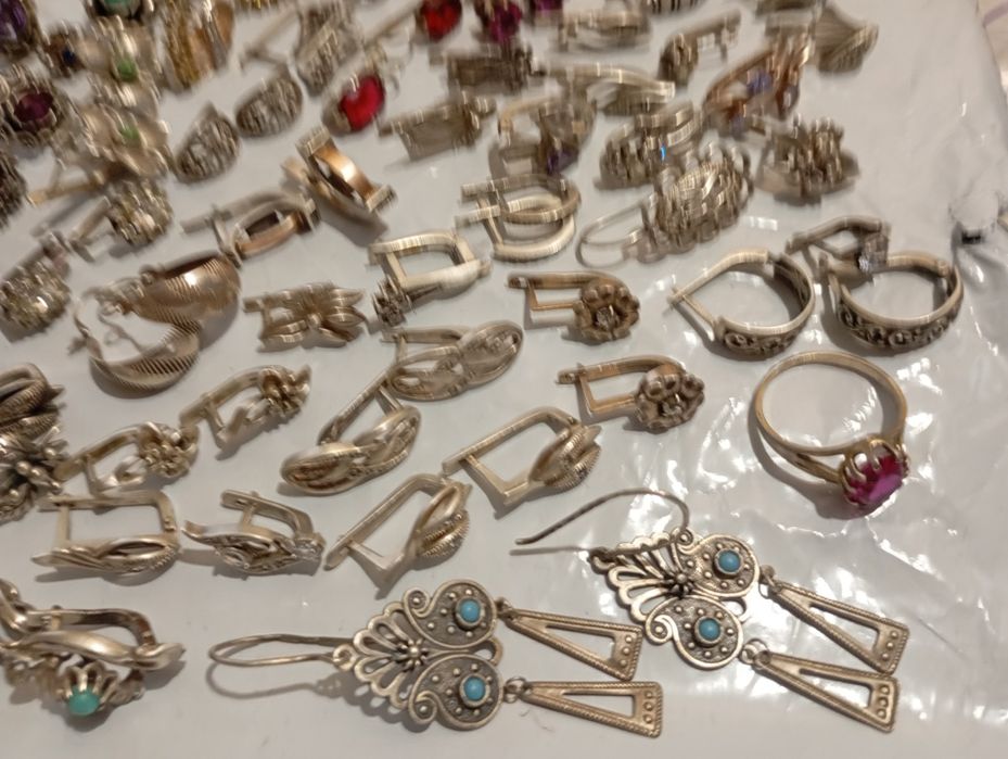 Серебряные серьги разное серебро винтаж