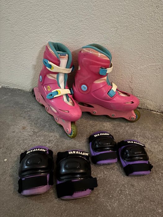 Patins em linha+capacete+proteções