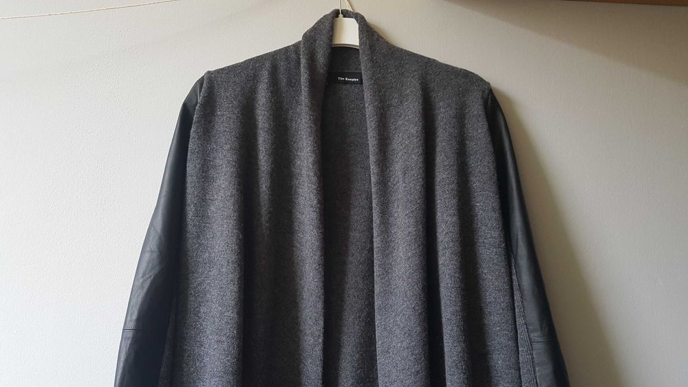 Narzutka The Kooples wełna kaszmir skóra naturalna rozmiar S