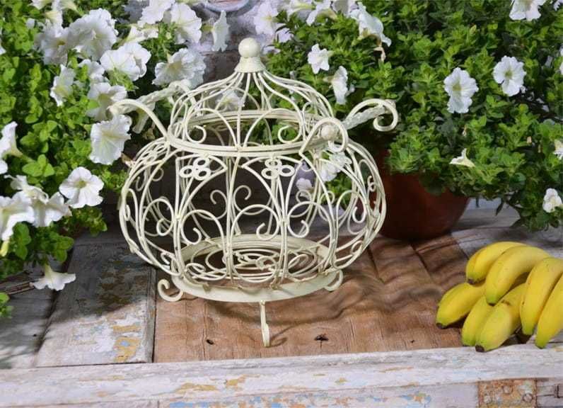 Metalowy Koszyk Prowansalski Biel Antyczna Dekoracja Do Wnętrz