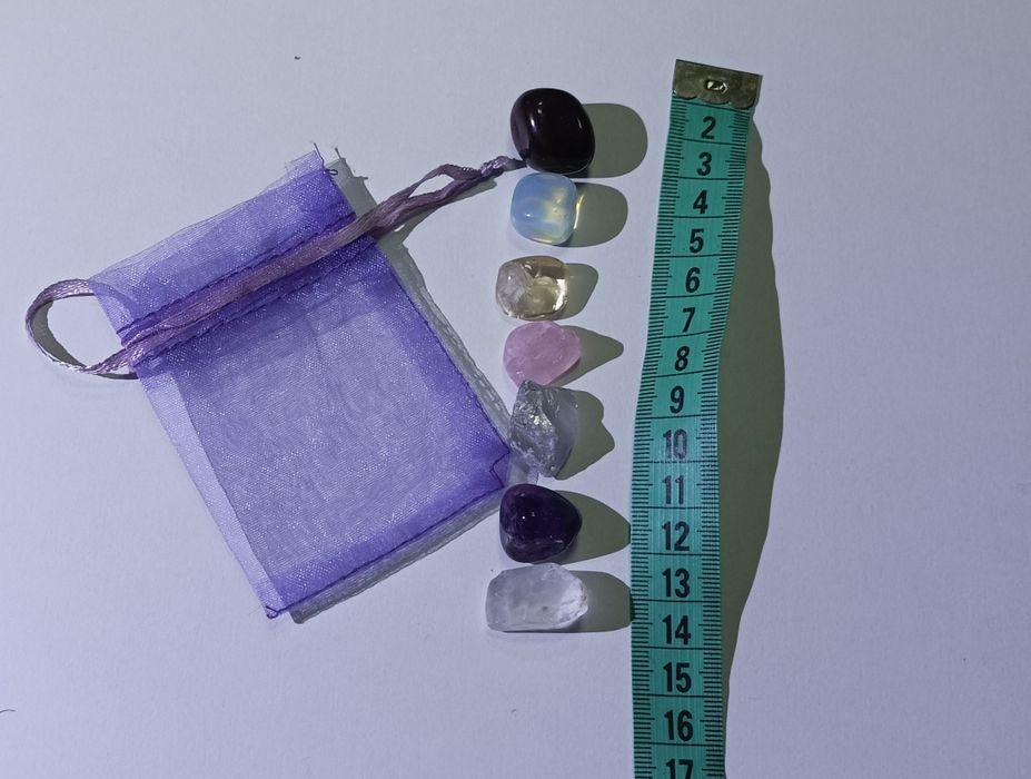 Набір натуральних каменів 7 чакр  Яшма, Аквамарин