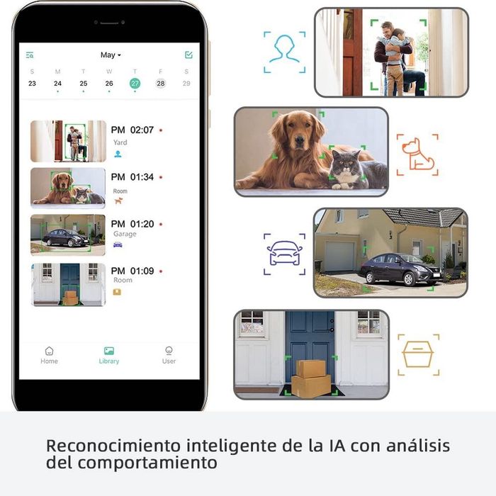 Camera Wi-Fi interior/exterior, bateria ou cabo