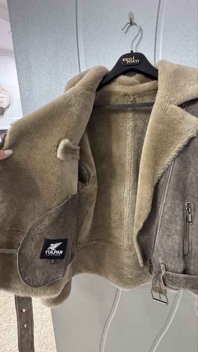 Продам зимову шкіряну дублянку з натурального хутра