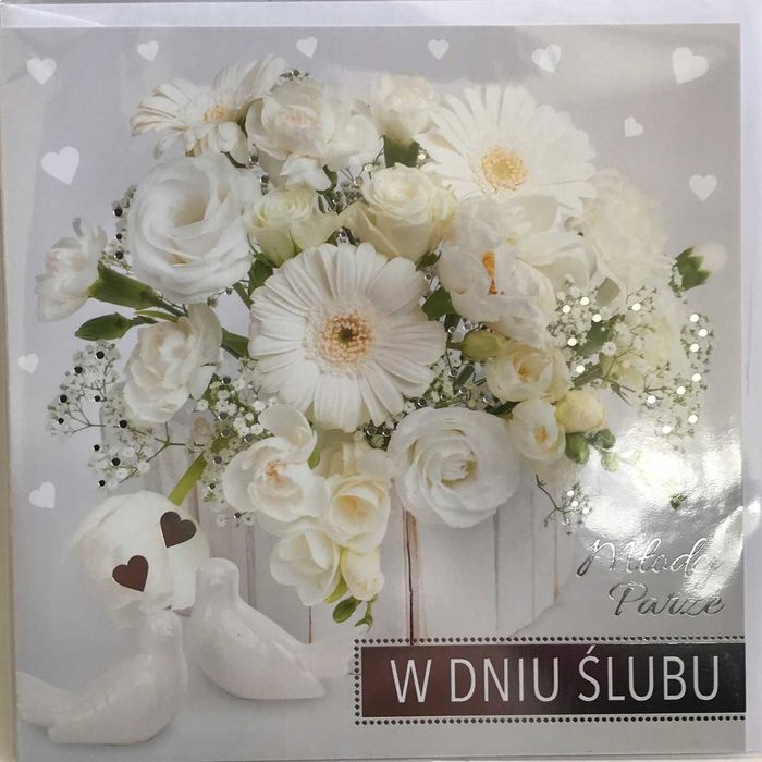 Kartka 15x15cm Ślub W Dniu Ślubu życzenia +koperta do wyboru wzór