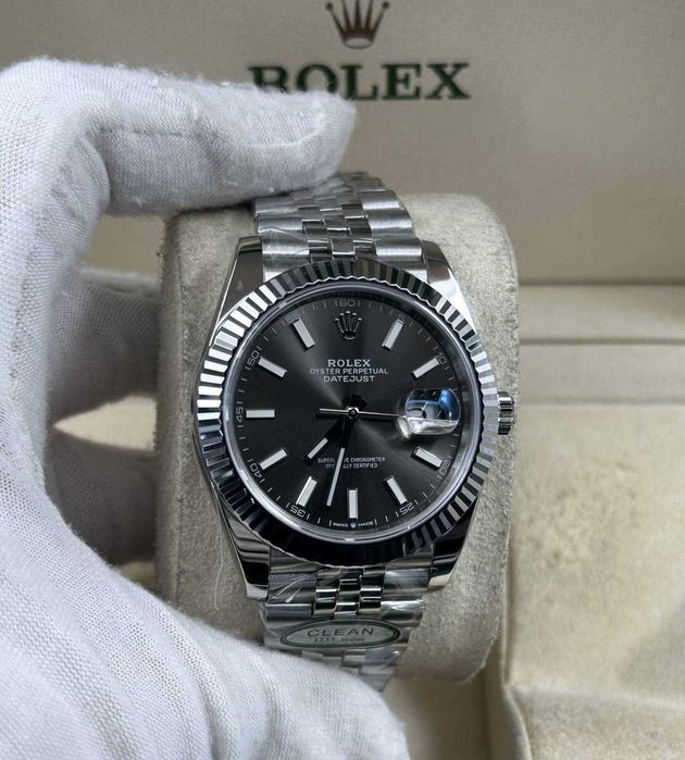 Clean Factory Rolex Datejust 41mm Jubilee Grey Dial, White Gold Fluted Bezel, 904L Steel, Best Edition 3235 Movement