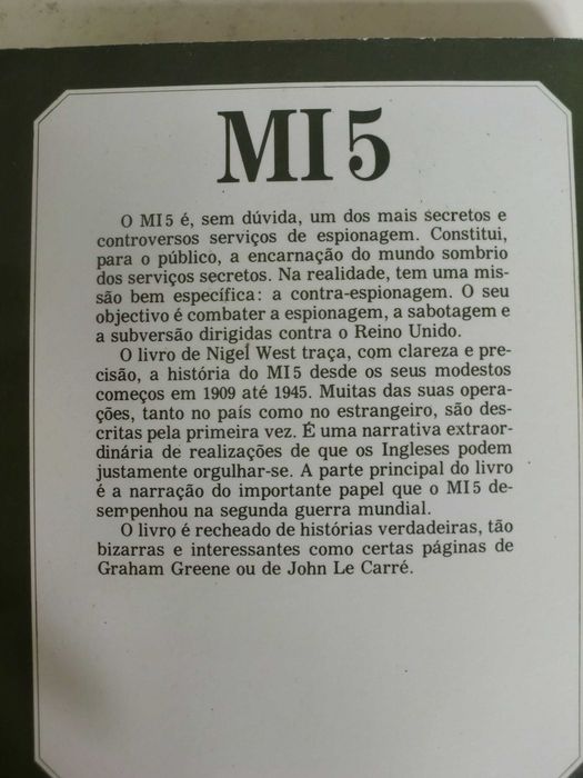 MI5 - Operações dos serviços de segurança britânicos 
de Nigel West