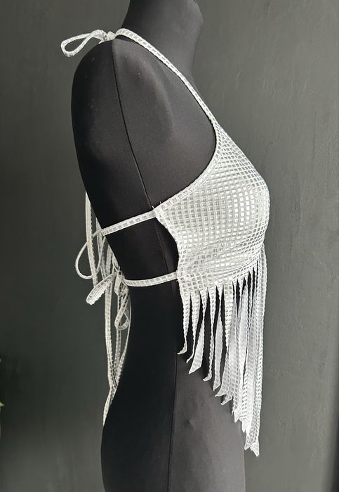 Srebrny top frędzle r 36 S