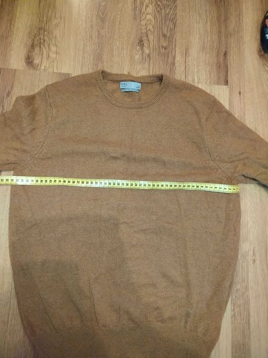 Sweter wełniany karmelowy brązowy L
