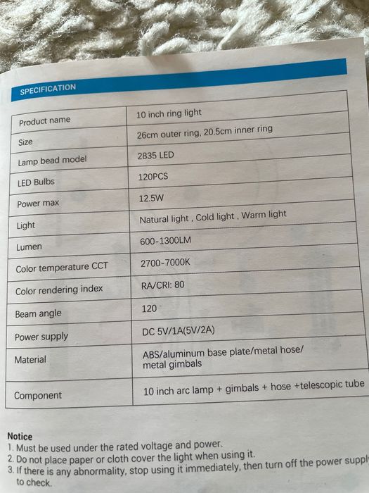 Lampa LED do make-up/zdjęć