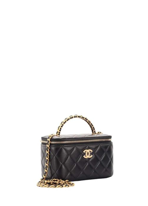 Сумка Chanel Long Vanity Case With Chain in Lambskin Black