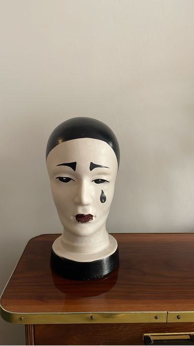Ceramiczna głowa Arlekin Pierrot Scheurich 1950