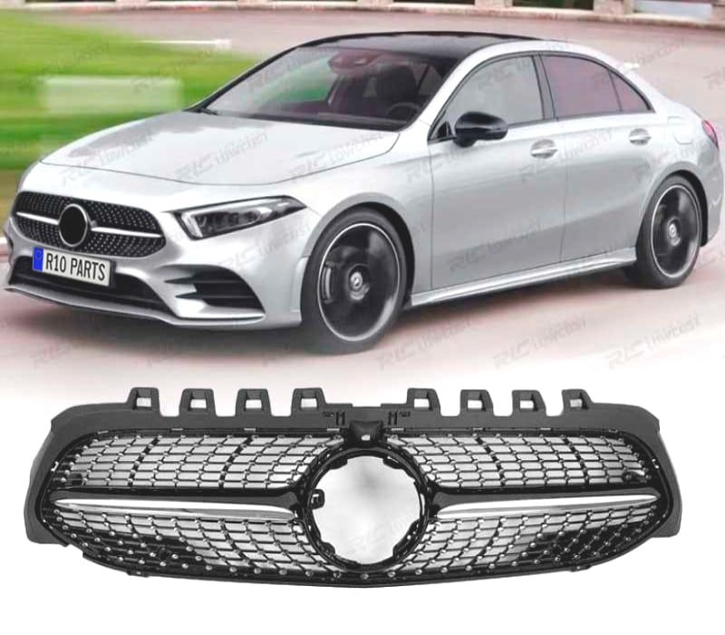 GRELHA FRONTAL MERCEDES CLASE A W177 V177 18-22 LOOK AMG A35 DIAMOND PRETO CAMERA
