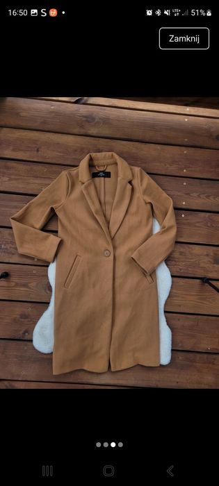 Karmelowy płaszcz XS