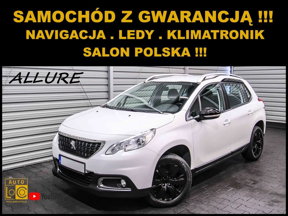 Peugeot 2008 ALLURE + Salon POLSKA + SERWIS + 100% Bezwypadkowy + NAVIGACJA