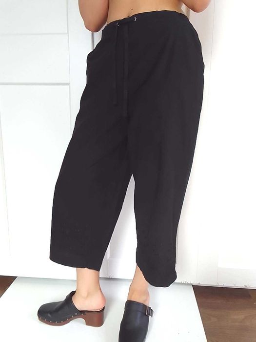 True vintage bawełniane spodnie czarne z haftem  L XL 40 42 jak nowe