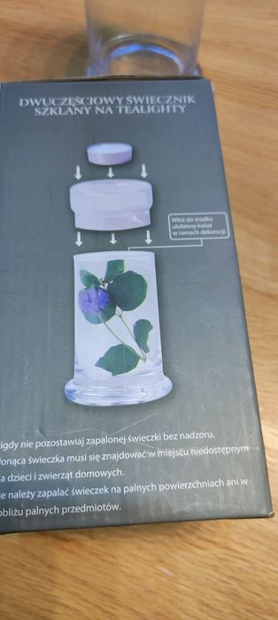 Świecznik dwuczęściowy szklany
