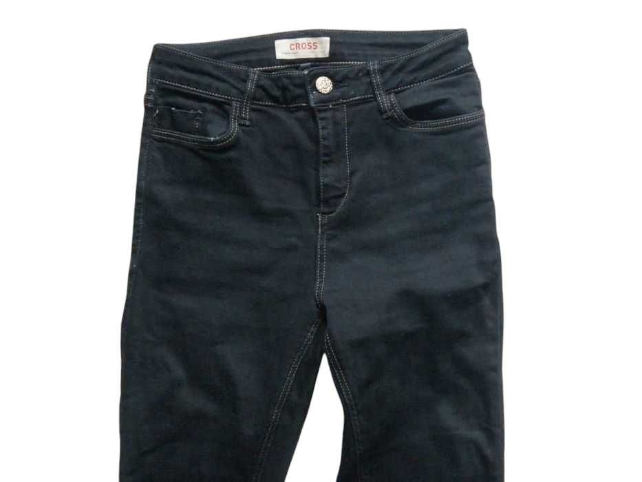 Czarne rurki spodnie jeansy CROSS 32,XXS/34,XS wysoki stan high waist