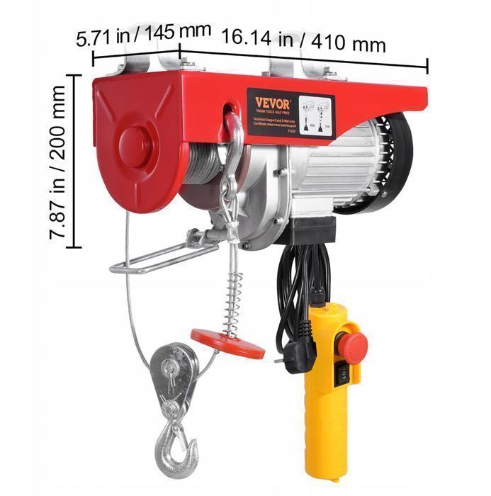 Wciągarka linowa elektryczna vevor 1000 kg 1600w mocny silnik 12m