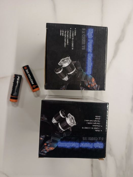 Latarka czołowa LED 2 szt + 2 akumulatory