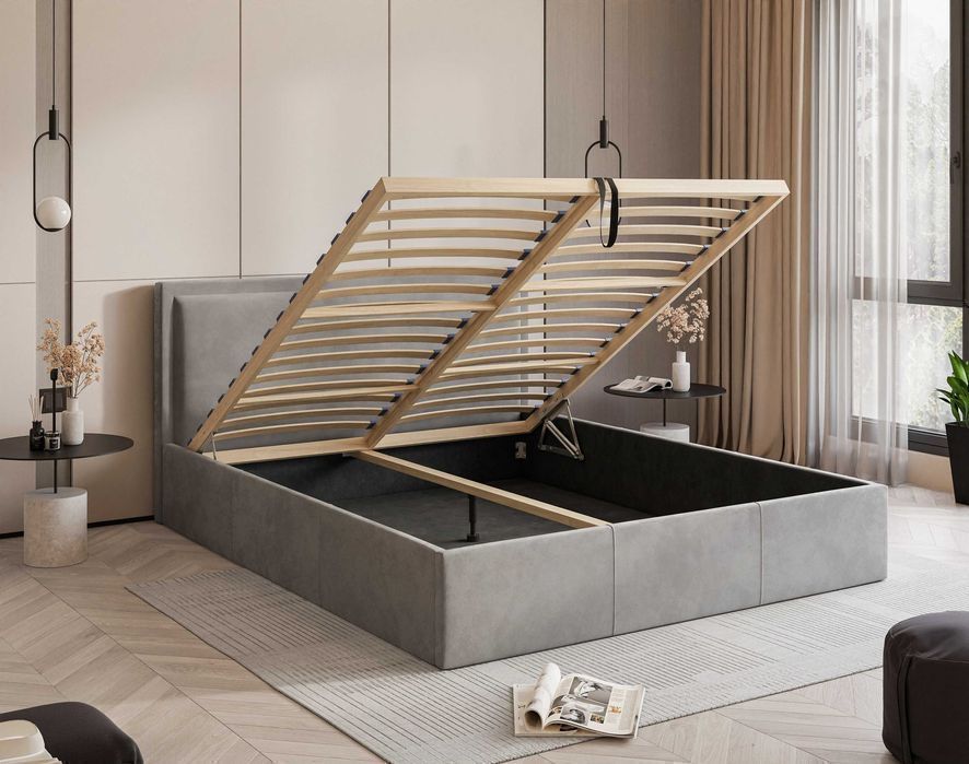 Łóżko tapicerowane STELVIO z pojemnikiem, stelażem 120/140/160/180x200