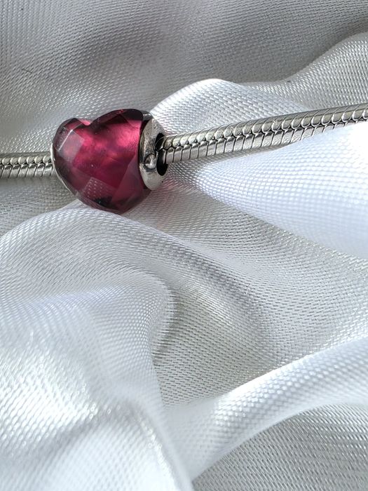 Charms srebrny zawieszka do pandora do bransoletki serce szkło Murano S925
