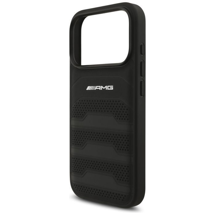 Etui AMG Leather Debossed Lines Logo do  iPhone 17 Pro czarny