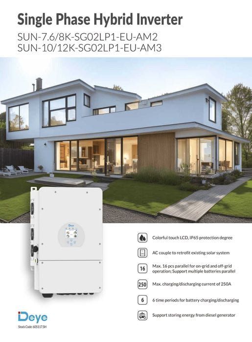 Inversor híbrido DEYE 12kW SG02LP1 monofásico de baixa tensão