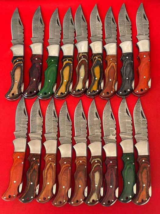 Пакистанский складной нож из Дамасской стали с чехлом